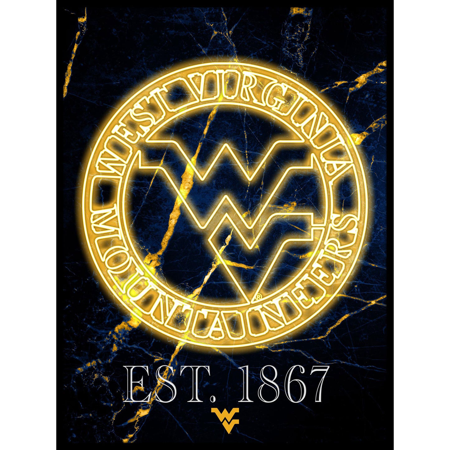 Black West Virginia Mountaineers 12'' x 16'' Framed Circle Logo Print