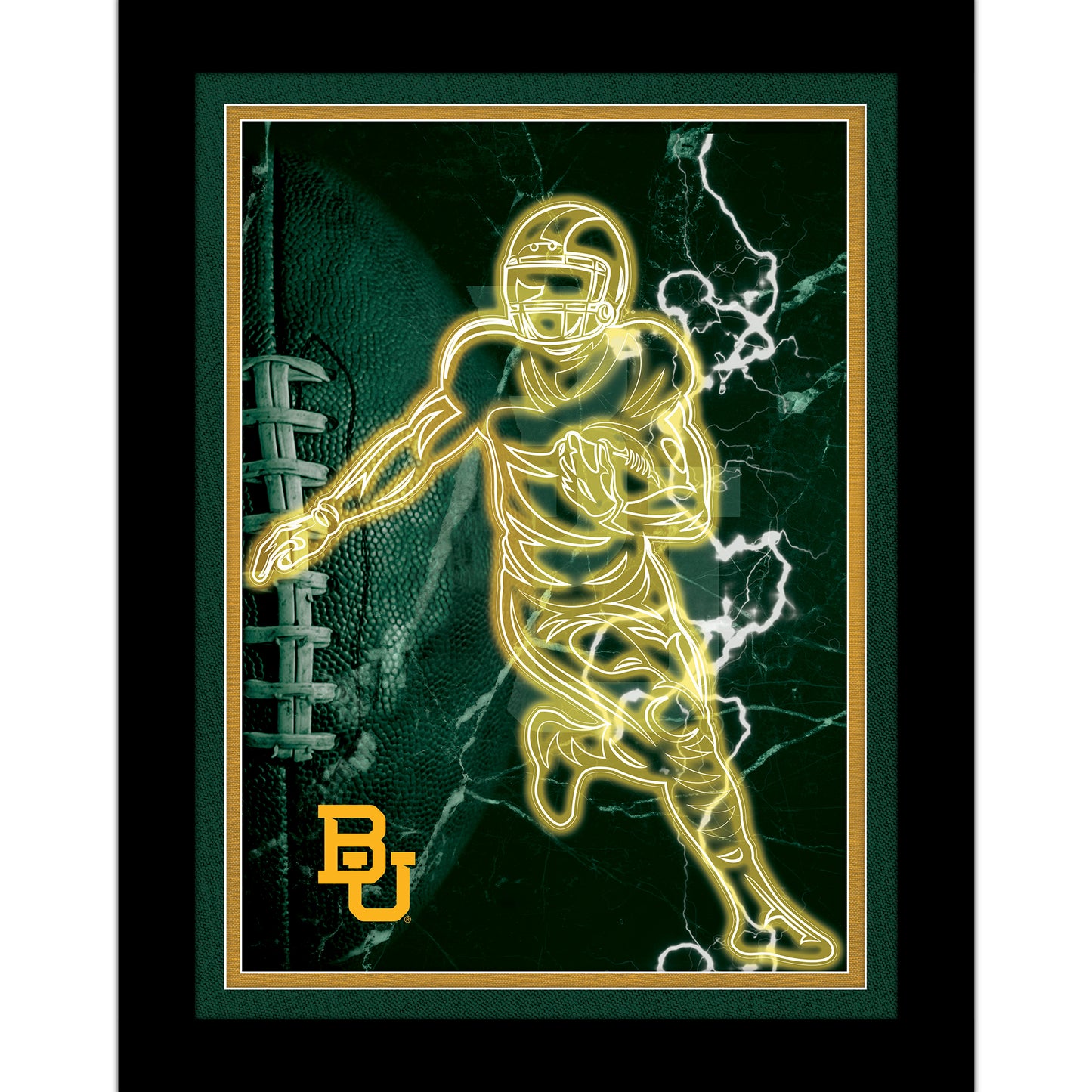 Black Baylor Bears 12'' x 16'' Framed Neon Player Print