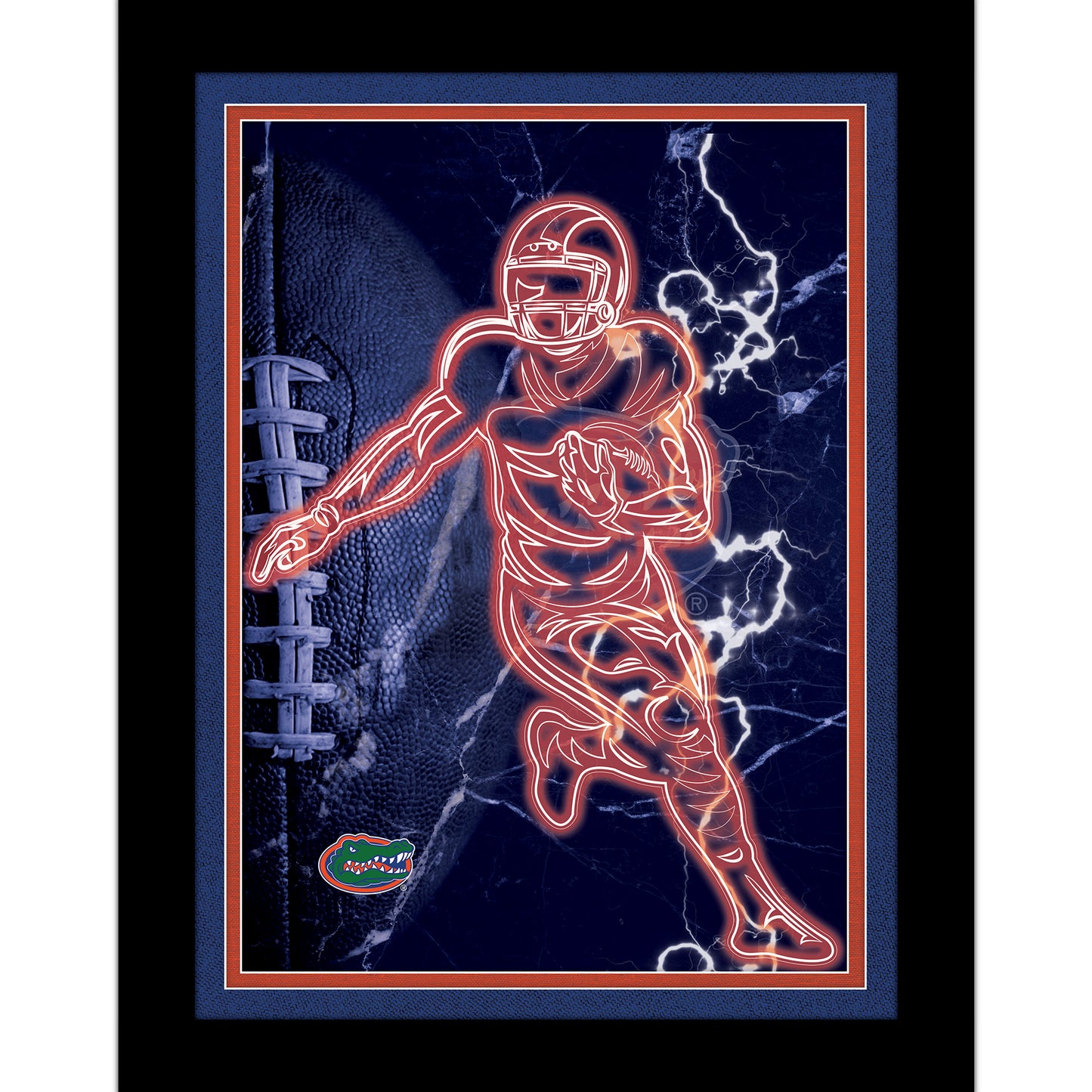 Black Florida Gators 12'' x 16'' Framed Neon Player Print