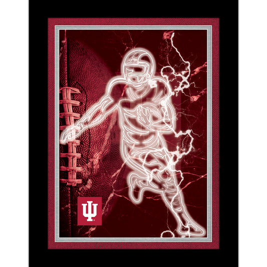 Black Indiana Hoosiers 12'' x 16'' Framed Neon Player Print