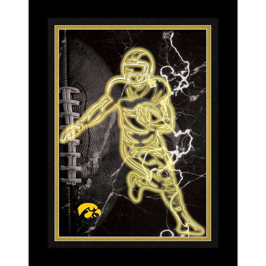 Black Iowa Hawkeyes 12'' x 16'' Framed Neon Player Print