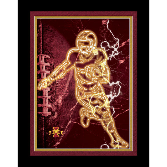 Black Iowa State Cyclones 12'' x 16'' Framed Neon Player Print