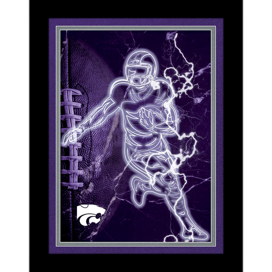 Black Kansas State Wildcats 12'' x 16'' Framed Neon Player Print