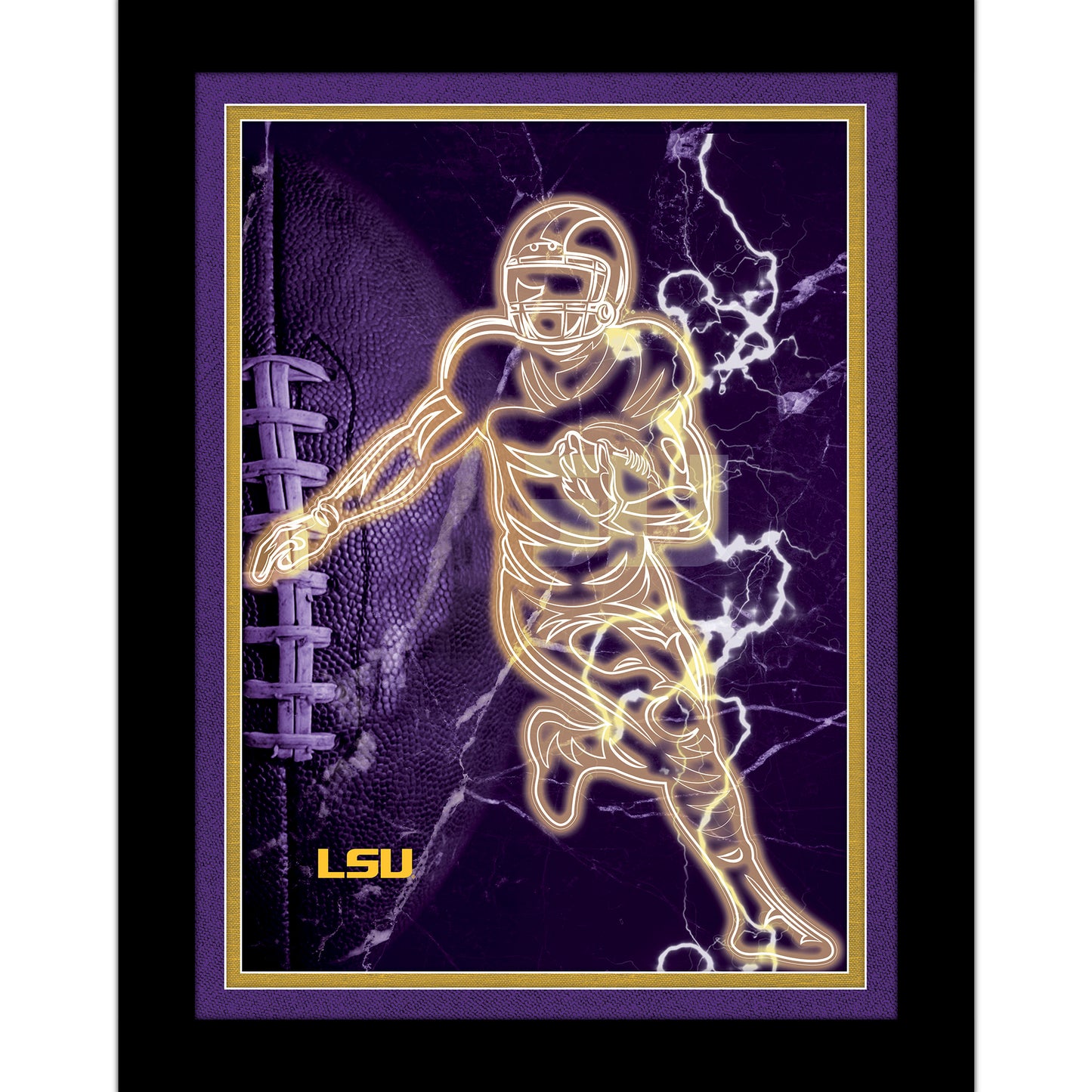 Black LSU Tigers 12'' x 16'' Framed Neon Player Print