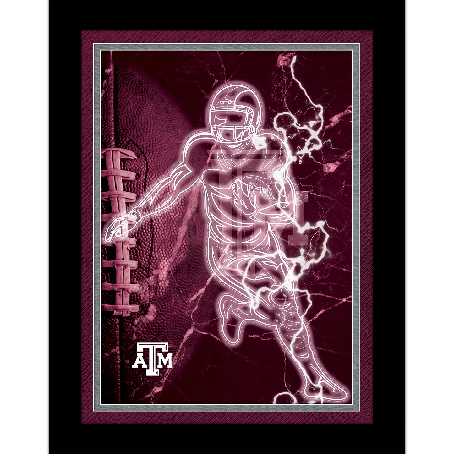 Black Texas A&M Aggies 12'' x 16'' Framed Neon Player Print