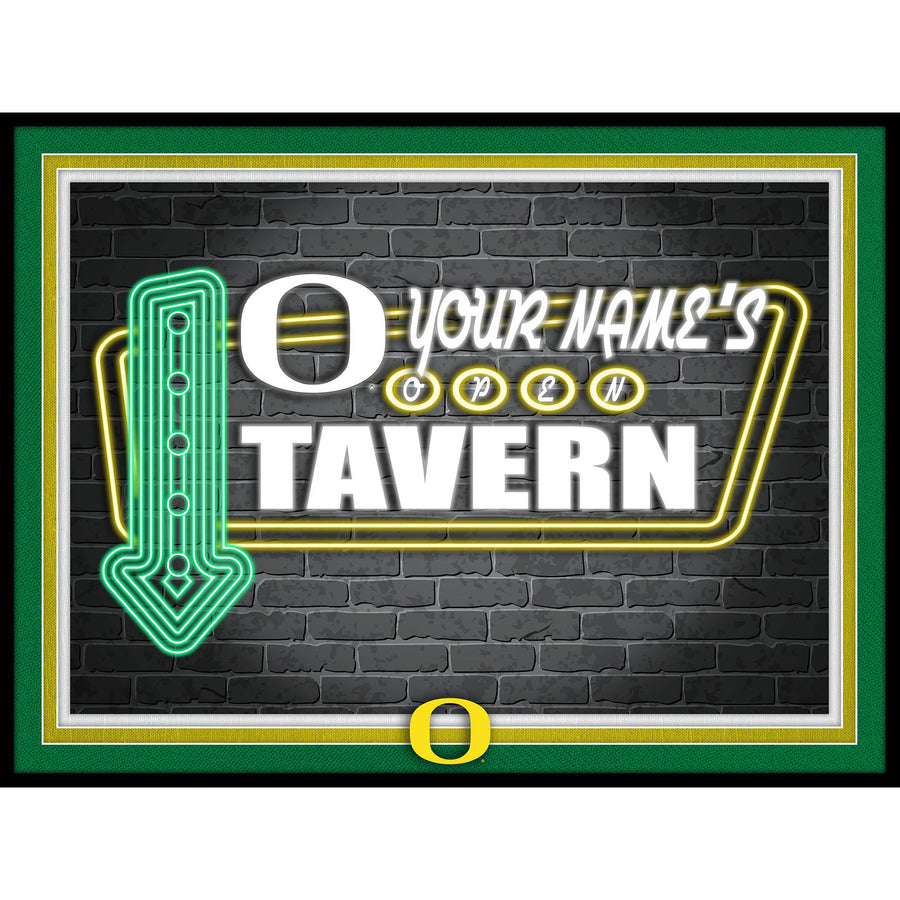 Black Oregon Ducks 12'' x 16'' Personalized Framed Neon Tavern Print