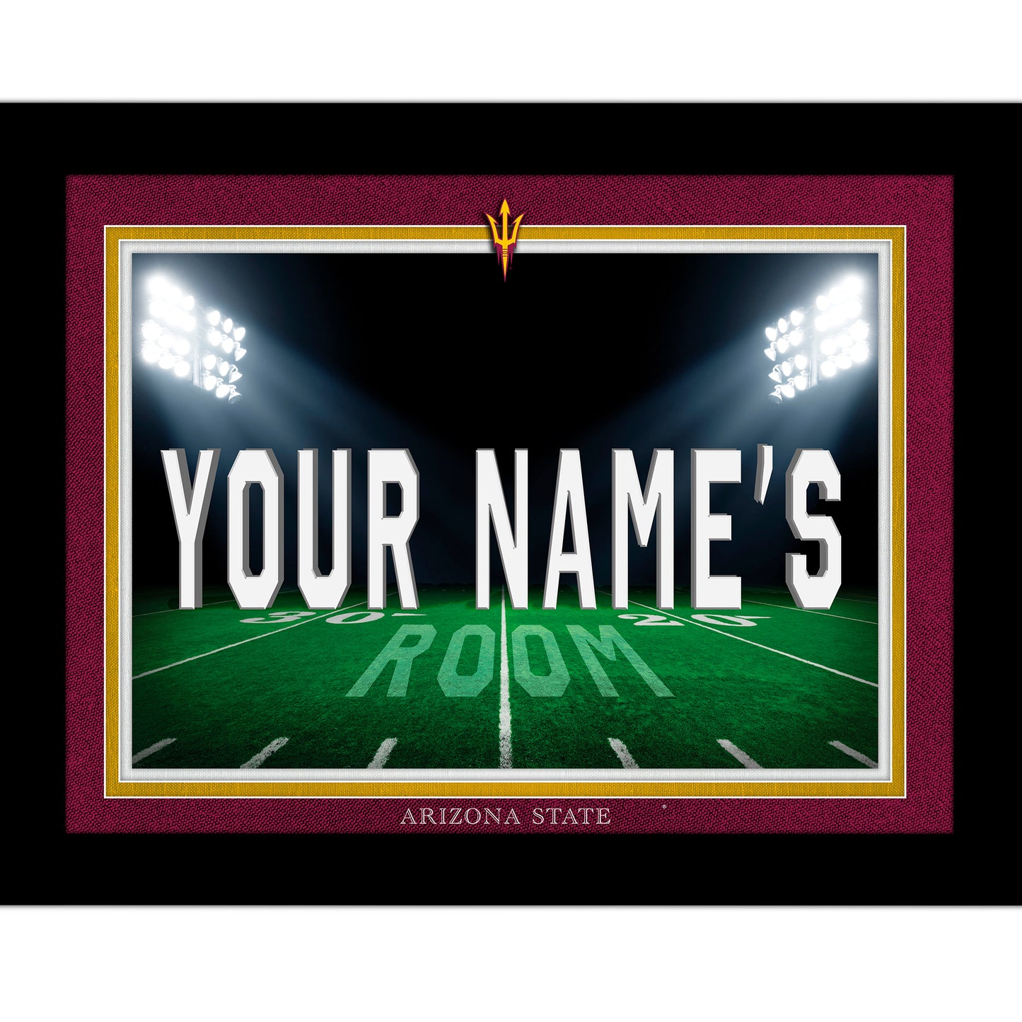 Black Arizona State Sun Devils 12'' x 16'' Personalized Framed Field Spotlight Print