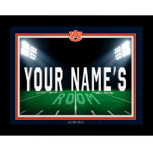 Black Auburn Tigers 12'' x 16'' Personalized Framed Field Spotlight Print