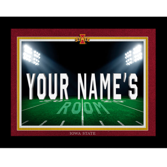 Black Iowa State Cyclones 12'' x 16'' Personalized Framed Field Spotlight Print