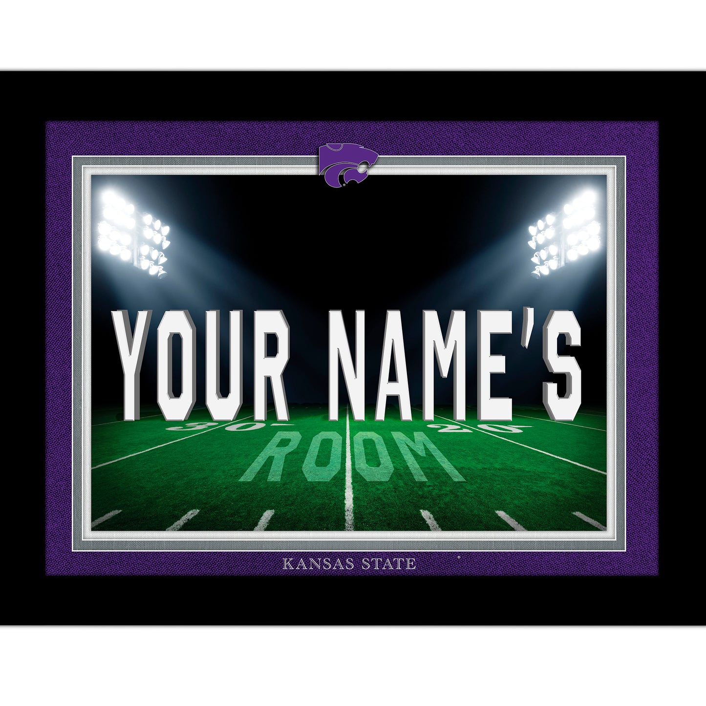 Black Kansas State Wildcats 12'' x 16'' Personalized Framed Field Spotlight Print