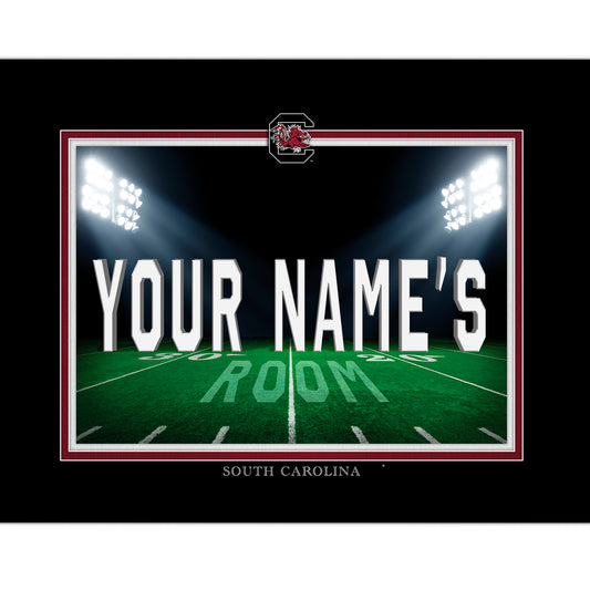 Black South Carolina Gamecocks 12'' x 16'' Personalized Framed Field Spotlight Print