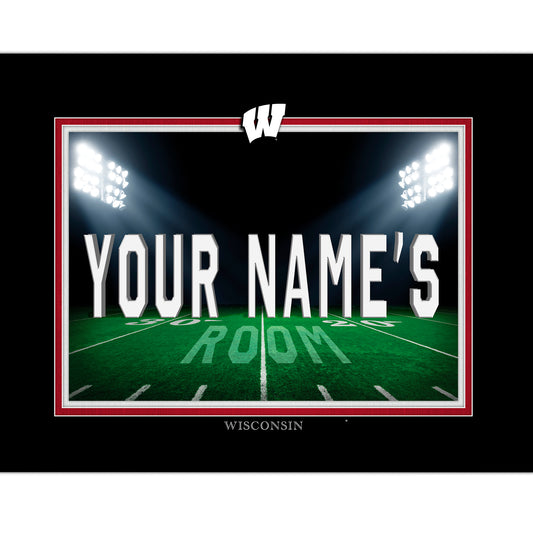 Black Wisconsin Badgers 12'' x 16'' Personalized Framed Field Spotlight Print