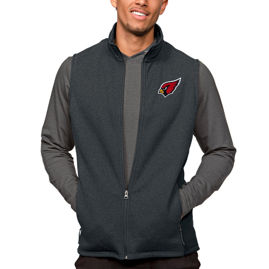 Men's Antigua Heathered Charcoal Arizona Cardinals Course Full-Zip Vest