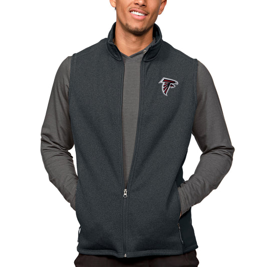 Men's Antigua Heathered Charcoal Atlanta Falcons Course Full-Zip Vest