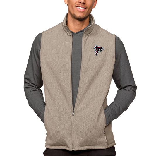 Men's Antigua Oatmeal Atlanta Falcons Course Full-Zip Vest