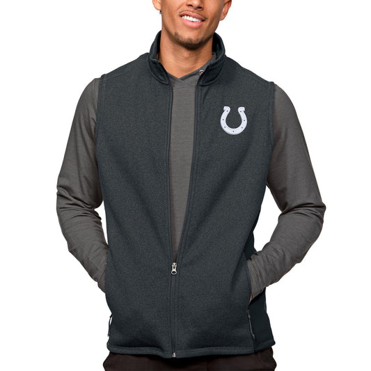 Men's Antigua Heathered Charcoal Indianapolis Colts Course Full-Zip Vest