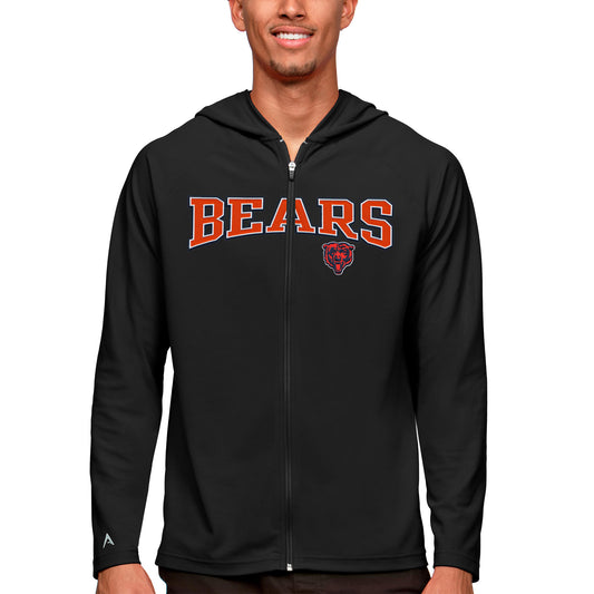 Men's Antigua Black Chicago Bears Legacy Full-Zip Hoodie