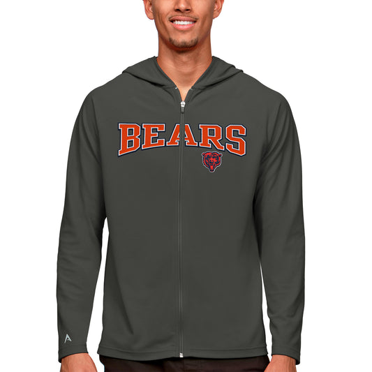 Men's Antigua Charcoal Chicago Bears Legacy Full-Zip Hoodie