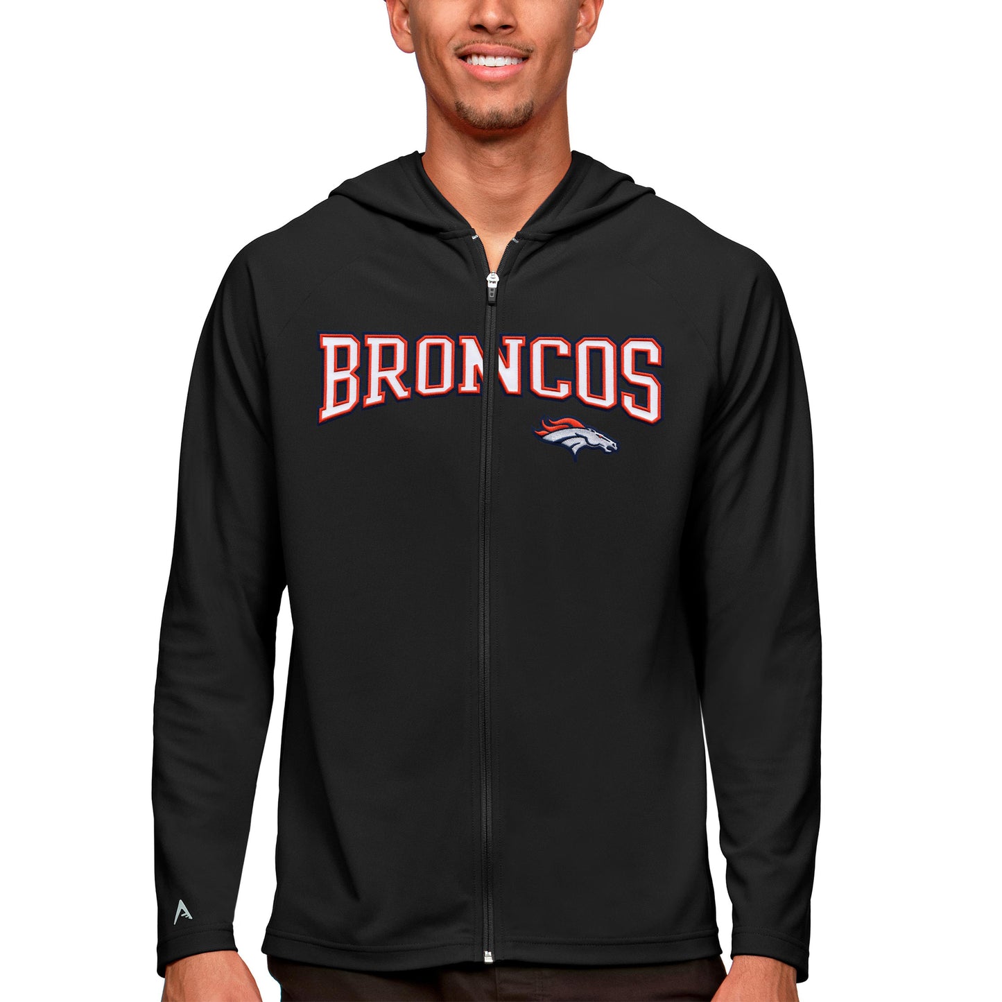 Men's Antigua Black Denver Broncos Legacy Full-Zip Hoodie