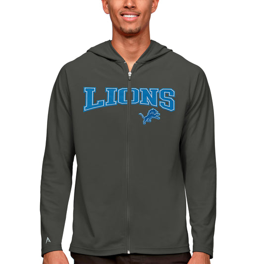 Men's Antigua Charcoal Detroit Lions Legacy Full-Zip Hoodie