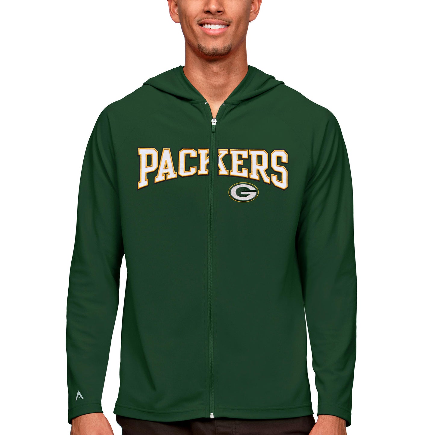 Men's Antigua Forest Green Green Bay Packers Legacy Full-Zip Hoodie