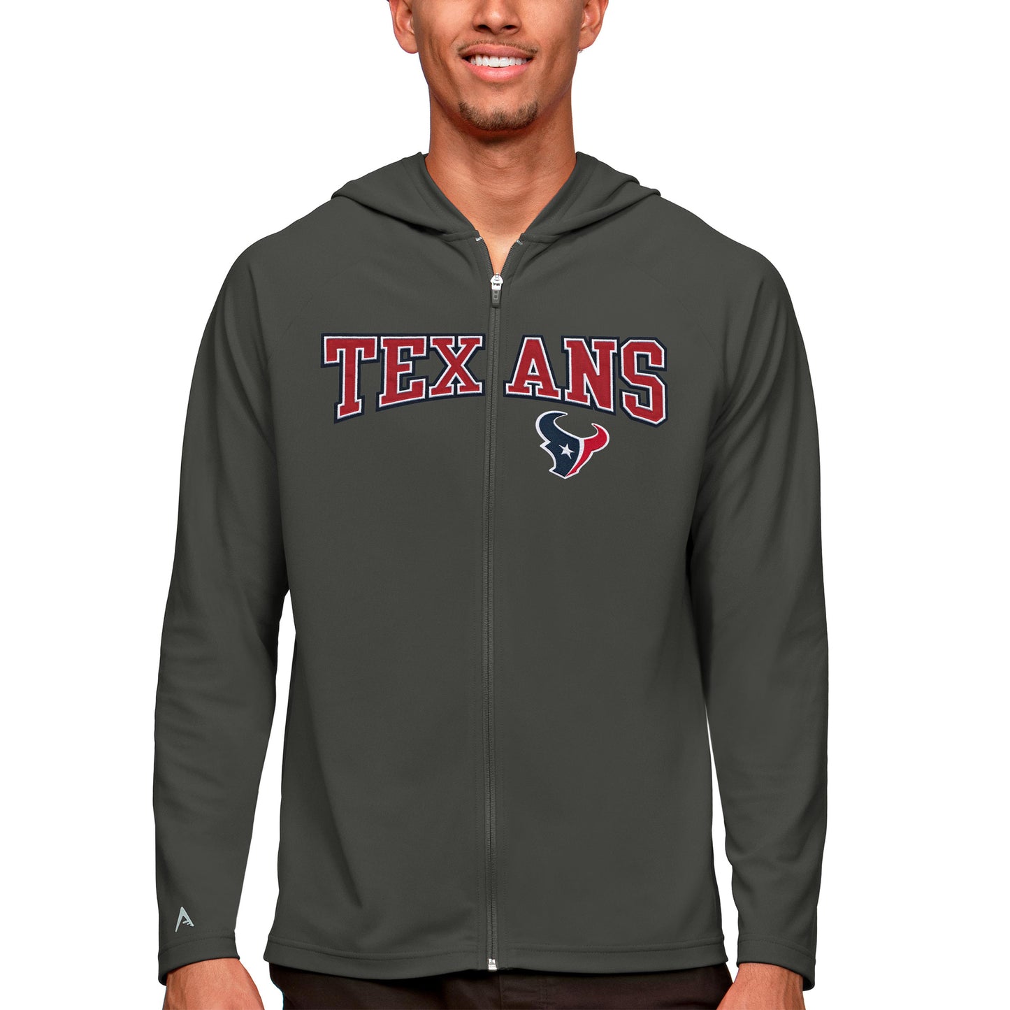 Men's Antigua Charcoal Houston Texans Legacy Full-Zip Hoodie