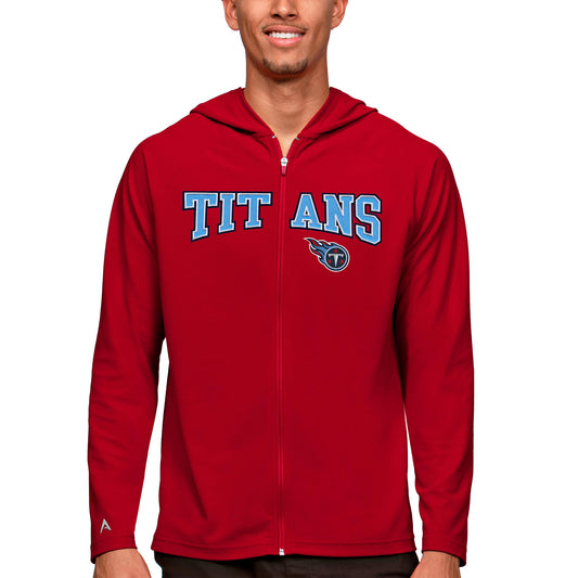 Men's Antigua Red Tennessee Titans Legacy Full-Zip Hoodie