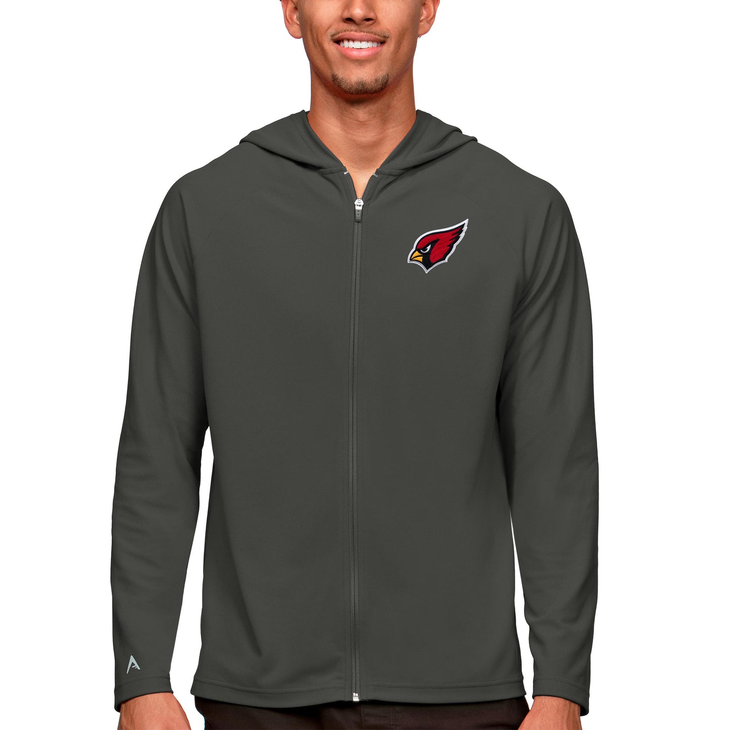 Men's Antigua Charcoal Arizona Cardinals Logo Legacy Full-Zip Hoodie