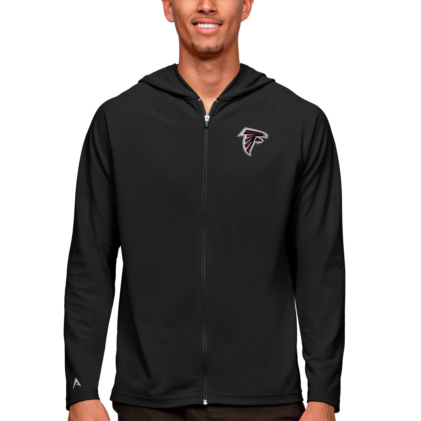 Men's Antigua Black Atlanta Falcons Logo Legacy Full-Zip Hoodie