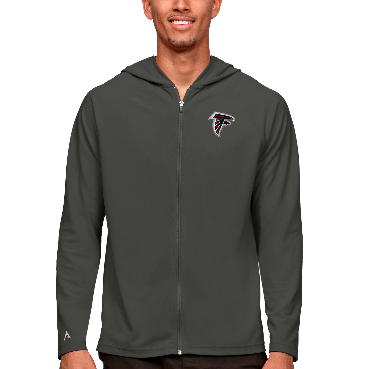 Men's Antigua Charcoal Atlanta Falcons Logo Legacy Full-Zip Hoodie