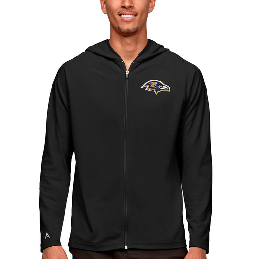 Men's Antigua Black Baltimore Ravens Logo Legacy Full-Zip Hoodie
