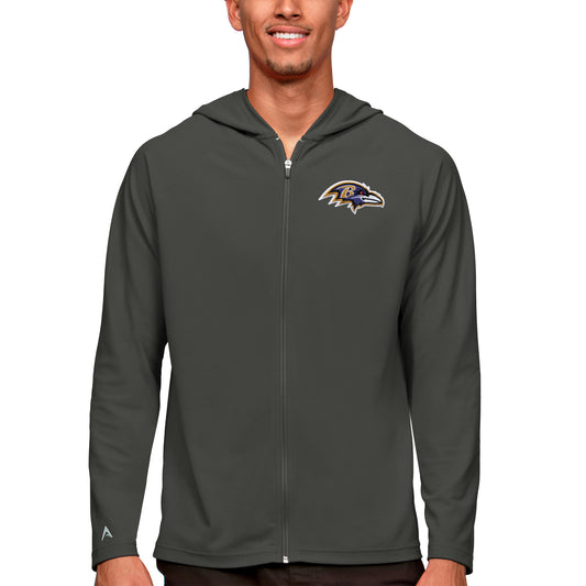 Men's Antigua Charcoal Baltimore Ravens Logo Legacy Full-Zip Hoodie