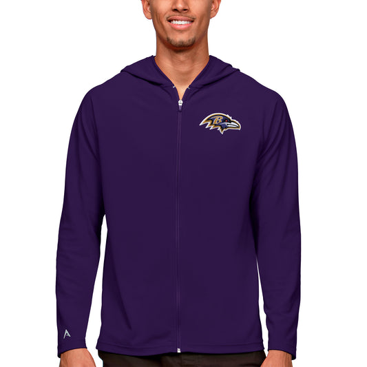 Men's Antigua Purple Baltimore Ravens Logo Legacy Full-Zip Hoodie