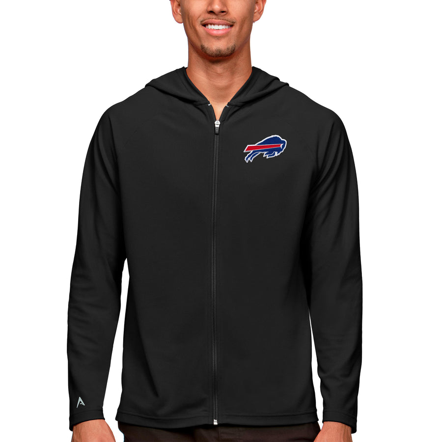 Men's Antigua Black Buffalo Bills Logo Legacy Full-Zip Hoodie