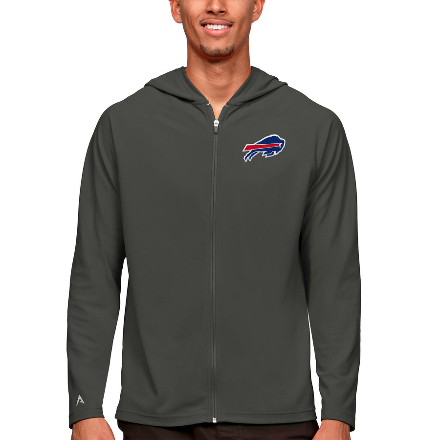 Men's Antigua Charcoal Buffalo Bills Logo Legacy Full-Zip Hoodie