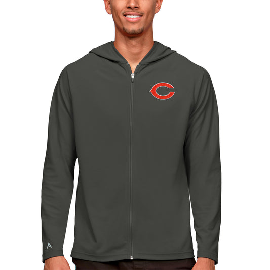 Men's Antigua Charcoal Chicago Bears Logo Legacy Full-Zip Hoodie