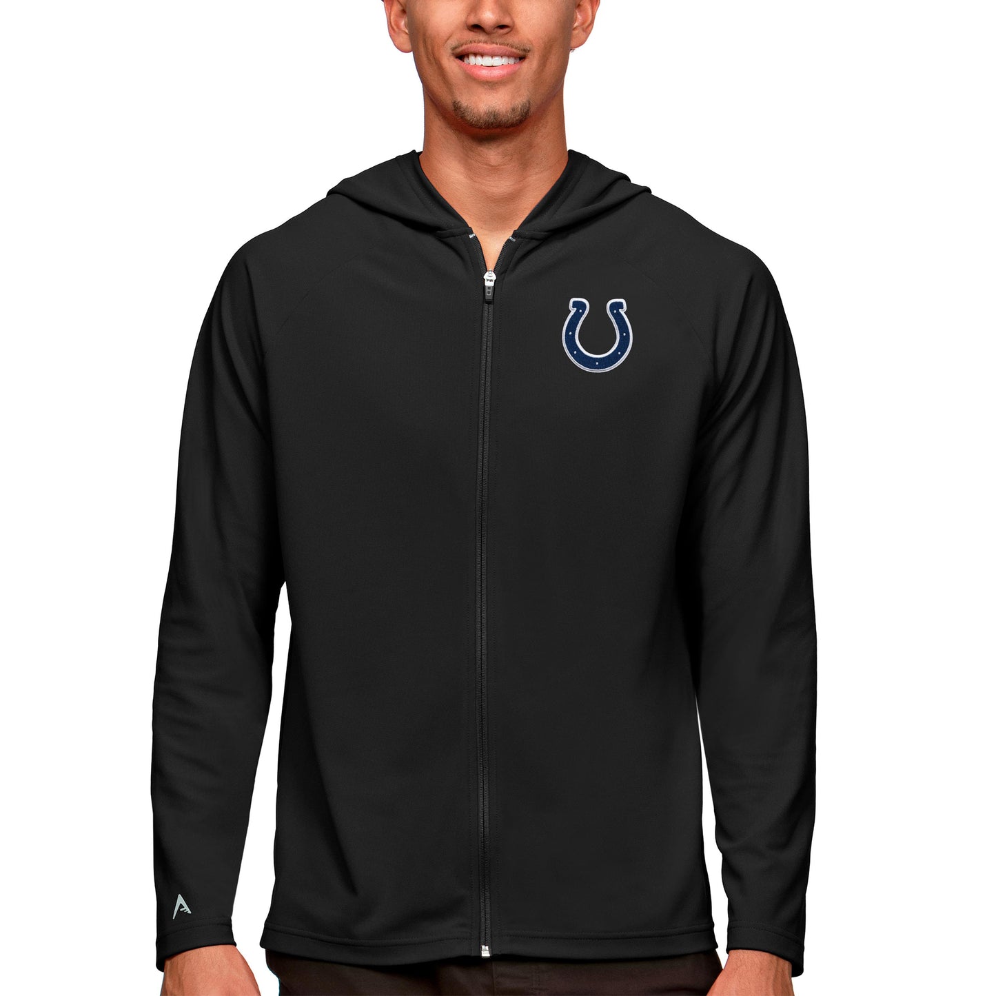 Men's Antigua Black Indianapolis Colts Logo Legacy Full-Zip Hoodie