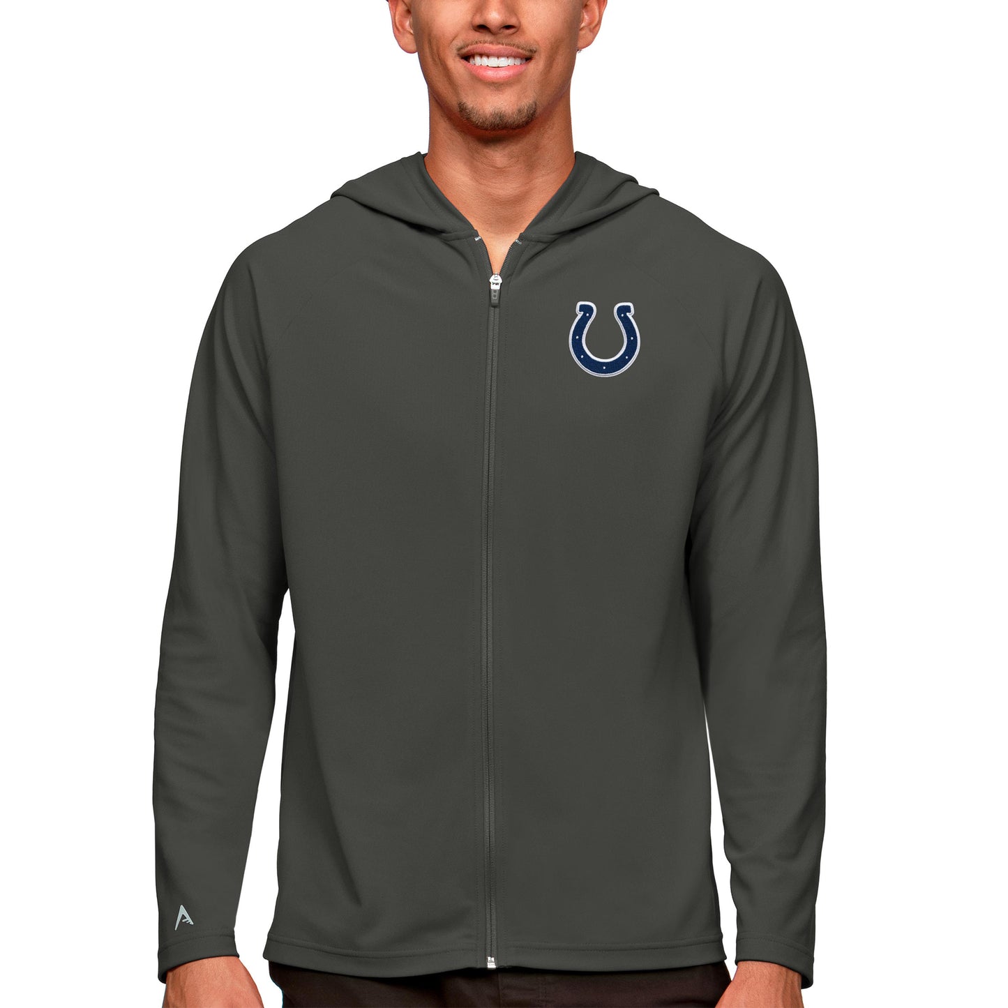 Men's Antigua Charcoal Indianapolis Colts Logo Legacy Full-Zip Hoodie