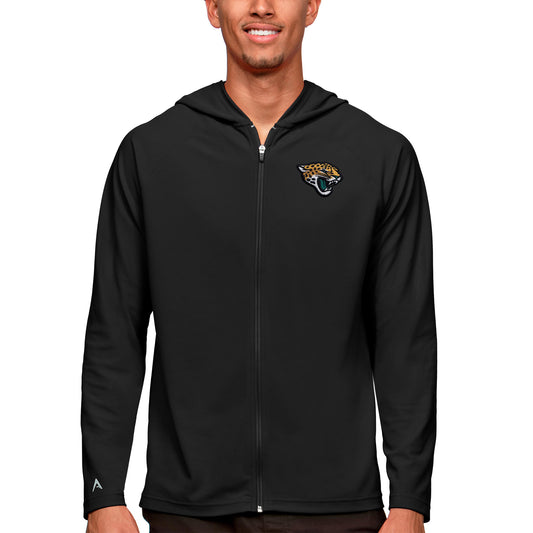 Men's Antigua Black Jacksonville Jaguars Logo Legacy Full-Zip Hoodie