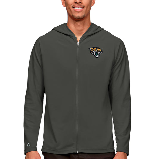 Men's Antigua Charcoal Jacksonville Jaguars Logo Legacy Full-Zip Hoodie