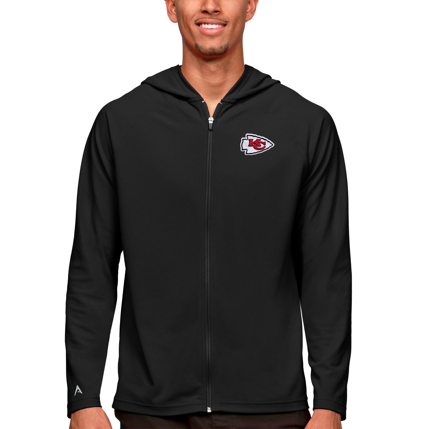 Men's Antigua Black Kansas City Chiefs Logo Legacy Full-Zip Hoodie