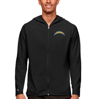 Men's Antigua Black Los Angeles Chargers Logo Legacy Full-Zip Hoodie