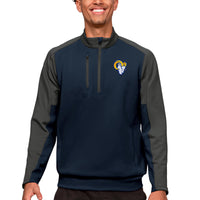 Men's Antigua Navy Los Angeles Rams Team Quarter-Zip Pullover Top