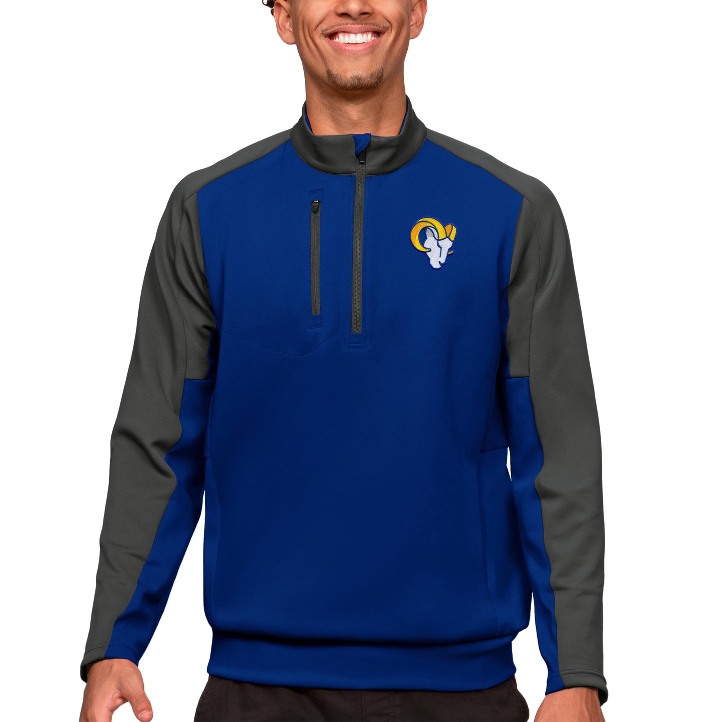 Men's Antigua Royal Los Angeles Rams Team Quarter-Zip Pullover Top