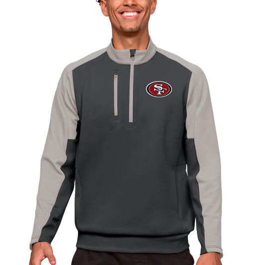 Men's Antigua Charcoal San Francisco 49ers Team Quarter-Zip Pullover Top