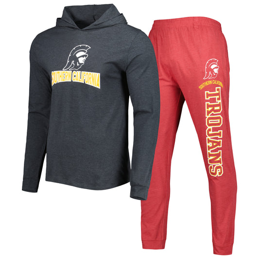 Men's Concepts Sport Cardinal/Charcoal USC Trojans Meter Pullover Hoodie & Pant Sleep Set