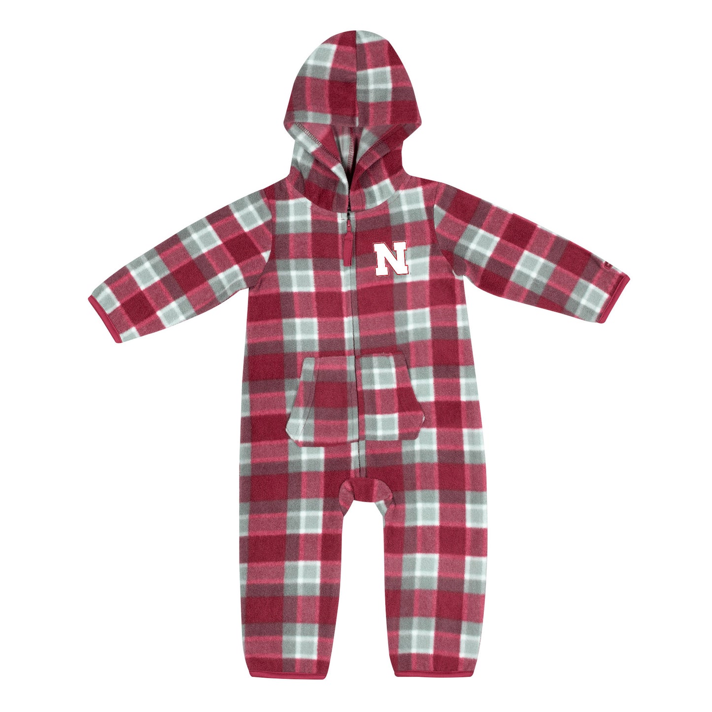 Infant Colosseum Scarlet/Gray Nebraska Huskers Farays Plaid Full-Zip Hoodie Jumper