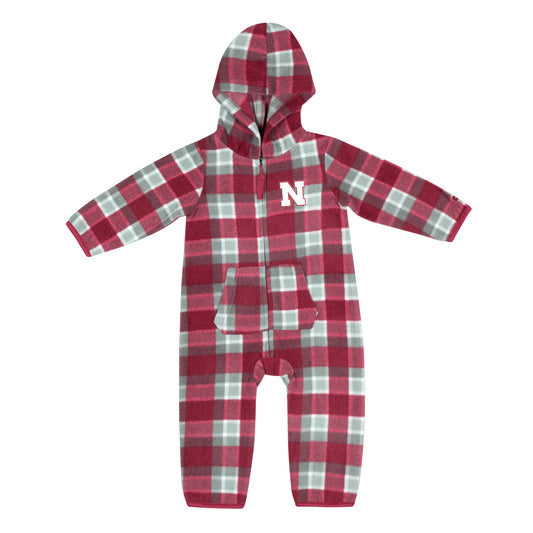 Infant Colosseum Scarlet/Gray Nebraska Huskers Farays Plaid Full-Zip Hoodie Jumper