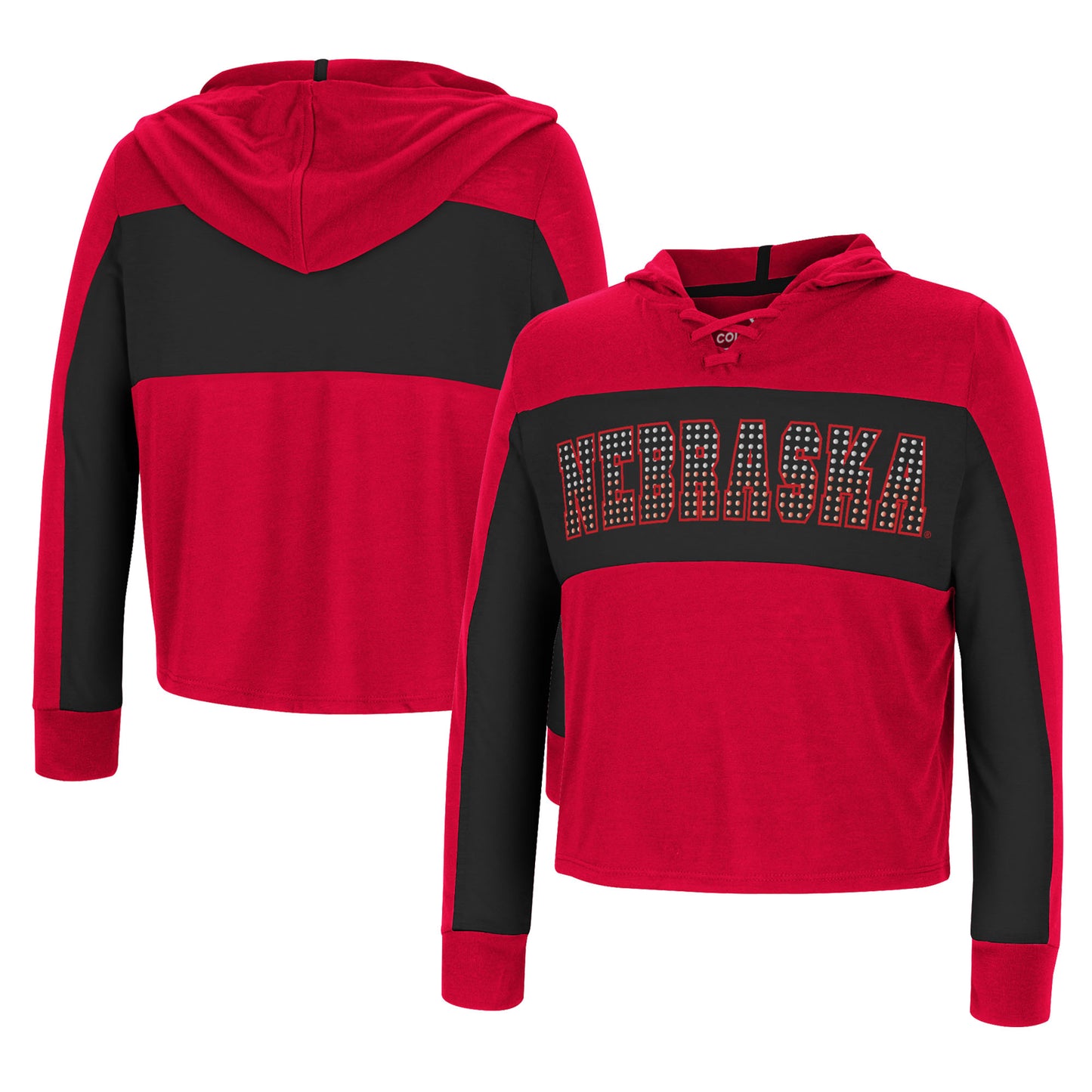 Girls Youth Colosseum Scarlet Nebraska Huskers Galooks Hoodie Lace-Up Long Sleeve T-Shirt