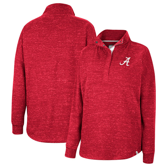 Women's Colosseum Crimson Alabama Crimson Tide Natalie Speckled Quarter-Snap Top